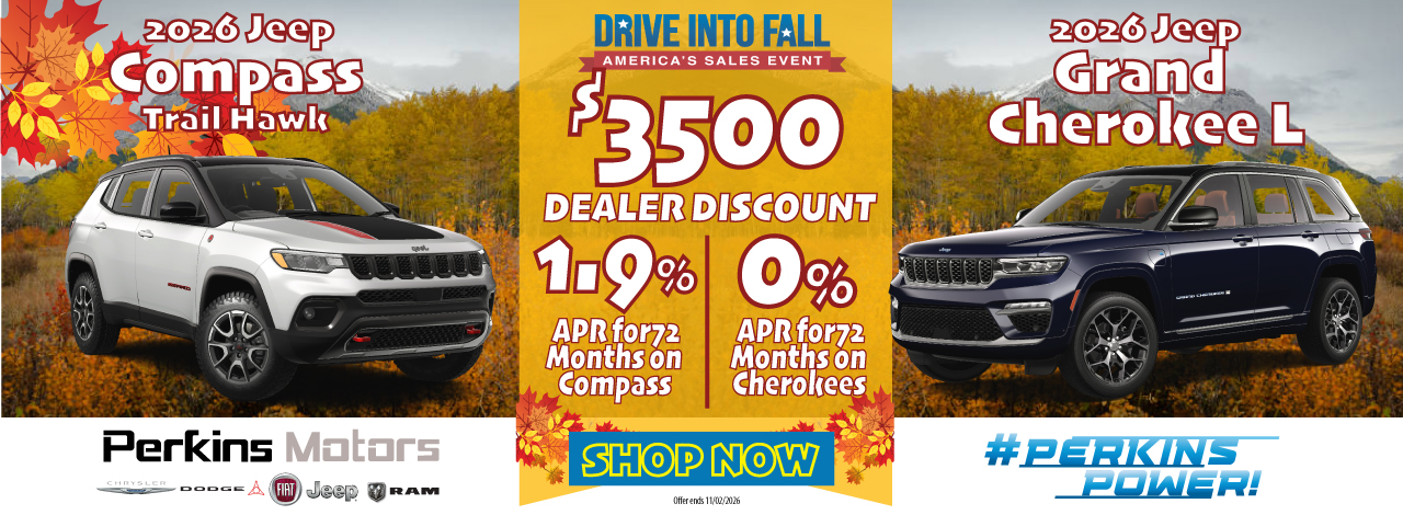 $3500 off New 2026 Jeep Compass or New 2026 Grand Cherokee L 